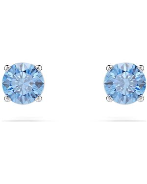 Swarovski Orecchini a lobo stilla attract, taglio round, bianchi, placcato rodio - Blu