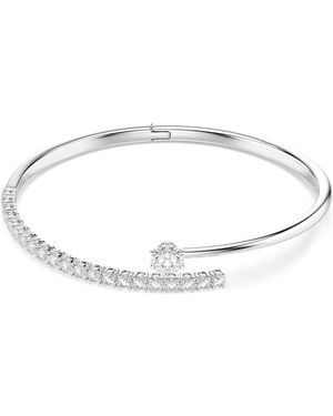 Swarovski Matrix Bangle, Round Cut, Rhodium Plated - Metallic