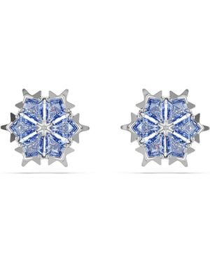 Swarovski Magic Rhodium Plated Snowflake Stud Earrings - Blue