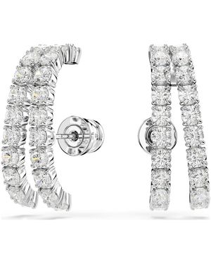 Swarovski Matrix Ear Cuffs, Round Cut, Rhodium Plated - Metallic