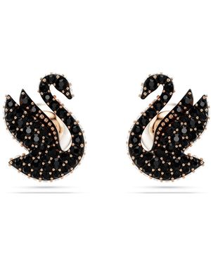 Swarovski Pendientes de botón Swan - Negro
