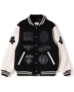 Swarovski A Bathing Ape Shark Hooded Varsity Jacket, And - Black