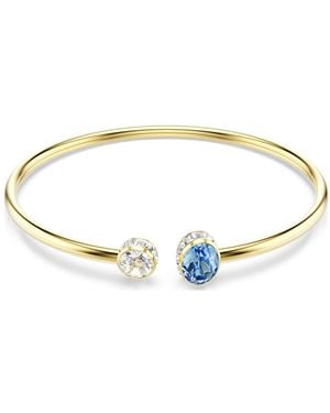Swarovski Bracciale Rigido Chroma, Taglio Misto, Multicolore, Finitura Oro 18K - Blu