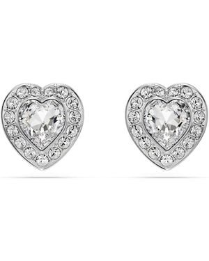 Swarovski Orecchini a lobo ariana grande x , taglio misto, cuore, bianchi, placcato rodio - Metallizzato