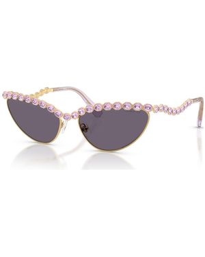 Swarovski Gafas de sol, forma de ojo de gato, moradas - Morado