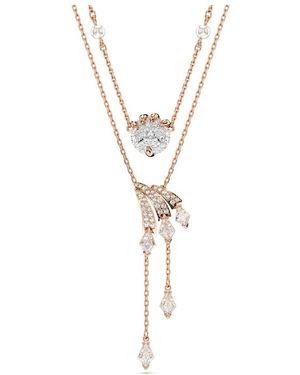 Swarovski Dragon & Phoenix Necklace, Set (2) Crystal Pearl, Dragon's Claw, 18K Rose Finish - Metallic