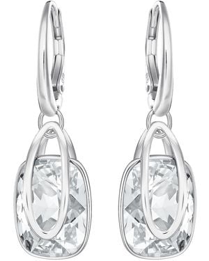 Swarovski Holding Drop Earrings, Rhodium Plated - Multicolour