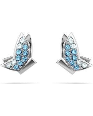 Swarovski Idyllia Lilia Stud Earrings, Butterfly, Rhodium Plated - Blue