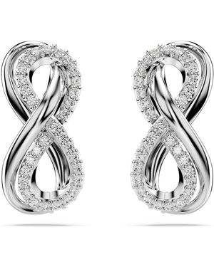 Swarovski Hyperbola Stud Earrings, Infinity, Rhodium Plated - Metallic