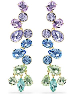 Swarovski Orecchini pendenti gema, taglio misto, chandelier, lunghi - Blu