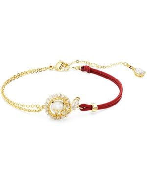 Swarovski Snake Bracelet, Crystal Pearl, Mixed Cuts, Year Of The Snake, 18K Finish - Red