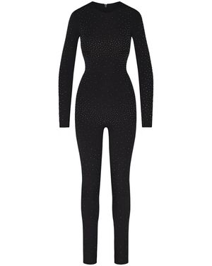 Swarovski X Skims Jelly Sheer Long Sleeve Catsuit - Black