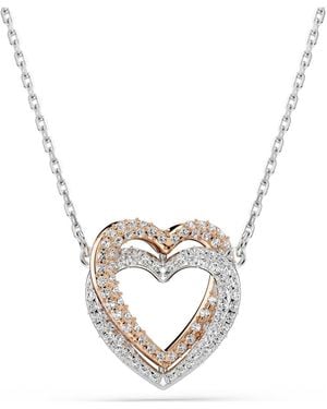Swarovski Hyperbola Necklace, Round Cut, Heart, Mixed Metal Finish - Metallic
