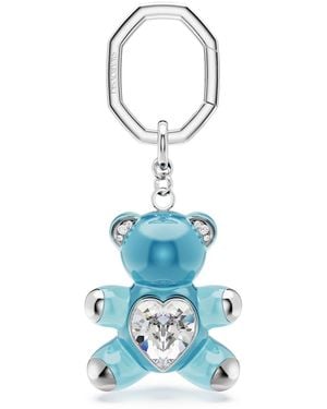 Swarovski Portachiavi Teddy, Orso, Placcato Rodio - Blu