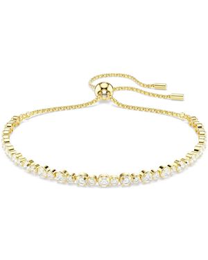 Swarovski Pulsera tennis matrix, talla redonda, blanca, baño tono oro - Metálico