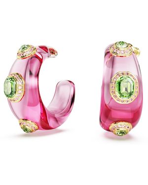 Swarovski Dulcis kreolen, verschiedene schliffe, mehrfarbig, goldlegierungsschicht - Pink
