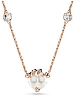 Swarovski Dragon & Phoenix Pendant, Crystal Pearls, Dragon's Claw, 18K Rose Finish - Metallic