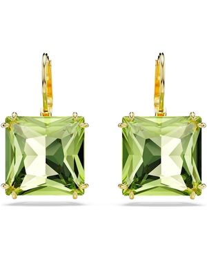 Swarovski Millenia Drop Earrings, Square Cut, 18K Finish - Metallic