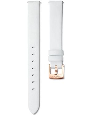 Swarovski Watch Strap, 14 Mm (0.55" Width, Leather, Rose-Tone Finish - White