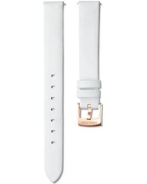 Swarovski Watch Strap, 14 Mm (0.55" Width, Leather, Rose-Tone Finish - White