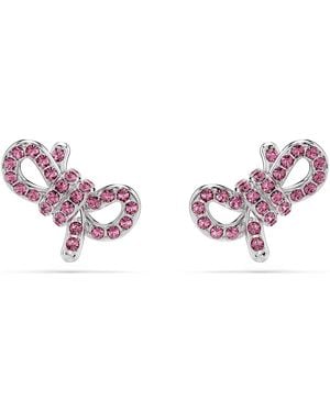 Swarovski Lifelong Bow Stud Crystal Earrings - Pink