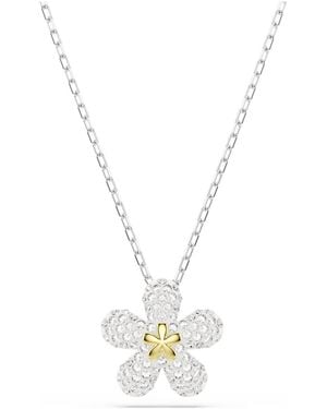 Swarovski Tough Pendant, Pavé, Flower, Mixed Metal Finish - Metallic