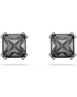 Swarovski Millenia Stud Earrings, Square Cut, Ruthenium Plated - Metallic