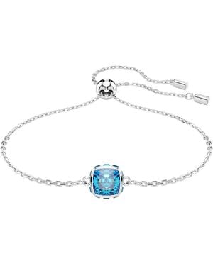 Swarovski Birthstone Bracelet, Square Cut, December, Rhodium Plated - Blue