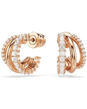 Swarovski Hyperbola Hoop Earrings, Mixed Cuts, Mini, 18K Rose Finish - Metallic