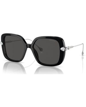 Swarovski Sunglasses, Oversized, Square Shape, Sk6011 - Black
