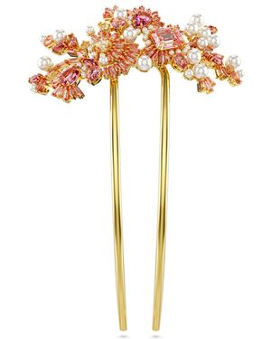 Swarovski Fermaglio gema, taglio misto, fiore - Metallizzato