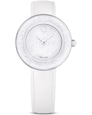 Swarovski Crystalline Lustre Watch, Swiss Made, Leather Strap, Stainless Steel - White