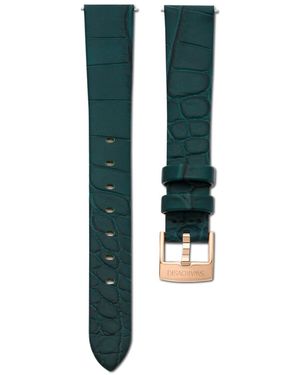 Swarovski Watch Strap, 14 Mm (0.55" Width, Leather, Rose-Tone Finish - Green