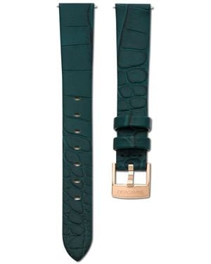 Swarovski Watch Strap, 14 Mm (0.55" Width, Leather, Rose-Tone Finish - Green