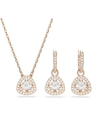 Swarovski Conjunto una angelic, conjunto (2), talla triangular, rosa, acabado en oro rosa de 18 quilates - Metálico