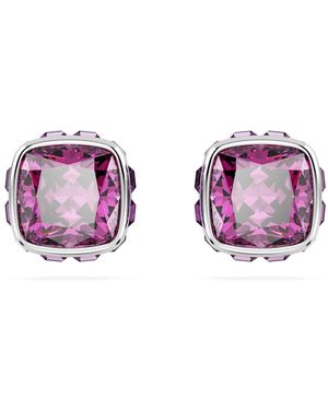 Swarovski Orecchini a lobo birthstone, taglio squadrato, febbraio - Viola