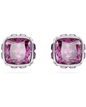 Swarovski Orecchini a lobo birthstone, taglio squadrato, febbraio - Viola