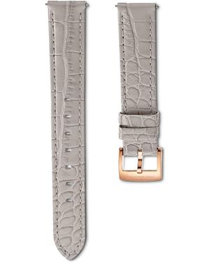 Swarovski Watch Strap, 15 Mm (0.59" Width, Leather With Stitching, Rose-Tone Finish - Grey