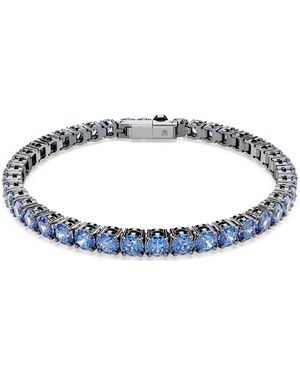 Swarovski Bracciale tennis matrix, taglio round - Blu