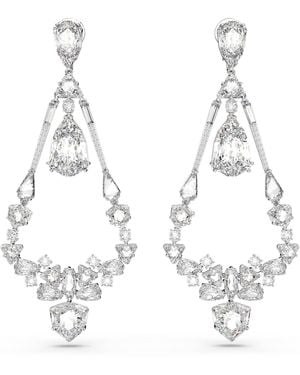 Swarovski Orecchini a clip mesmera, taglio misto, chandelier, bianchi, placcato rodio - Metallizzato