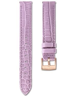 Swarovski Watch Strap, 17 Mm (0.67" Width, Leather With Stitching, Rose-Tone Finish - Purple