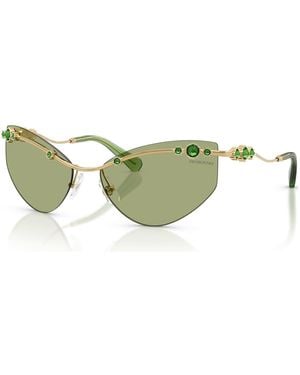 Swarovski Lunettes de soleil, style cat-eye, sk7039, ton doré - Vert