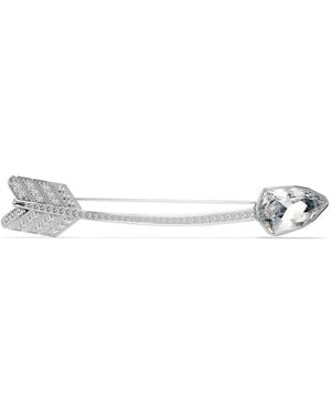 Swarovski Spilla Idyllia, Taglio Misto, Freccia, Bianca, Placcato Rodio - Metallizzato