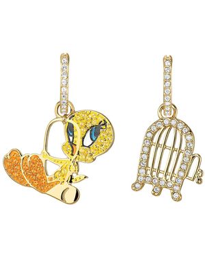 Swarovski Looney Tunes Tweety Hoop Pierced Earrings - Metallic