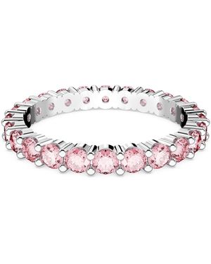 Swarovski Anello Matrix, Taglio Round, Placcato Rodio - Rosa
