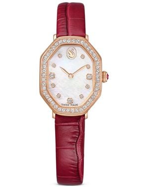 Swarovski Orologio dextera octagon, fabbricato in svizzera, cinturino in pelle - Rosso