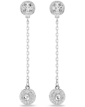 Swarovski Una Angelic Drop Earrings, Round Cut, Rhodium Plated - White