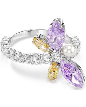 Swarovski Anello Con Motivo Ariana Grande X Taglio Misto, Libellula, Placcato Rodio - Blu