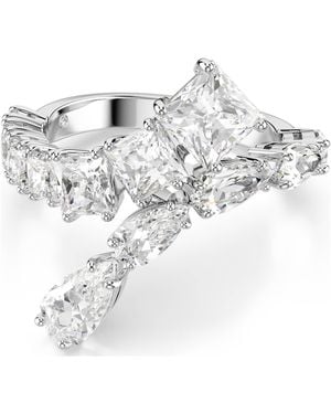 Swarovski Matrix Ring, Mixed Cuts, Rhodium Plated - White