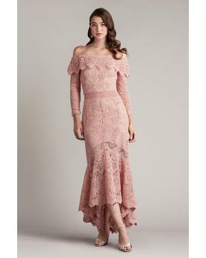 Tadashi Shoji Official Online Boutique Morrow Embroidered Tulle High-Low Dress - Pink